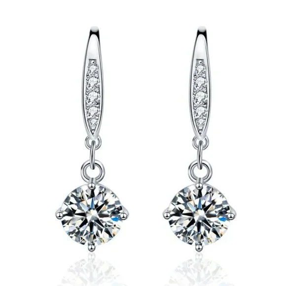 Certified 2ct. t.w. Moissanite Diamond Drop Earrings NEW - Picture 1 of 10
